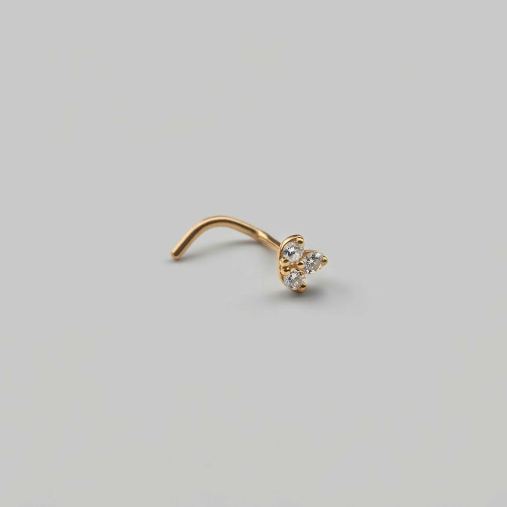 Soulflower | Nosetrill 18k Oro Solido (750 Echt Gold) | Nosetrill Curvo Flor Zirconia
