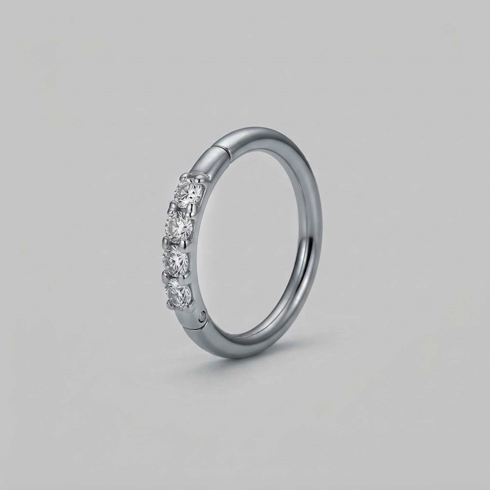 Soulflower | Argolla Piercing (Click) | Acero (Zirconias)