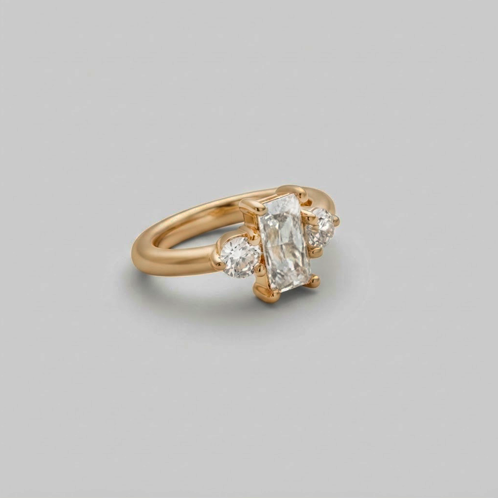 SOULFLOWER | Clicker 18k Oro Solido (750 Echt Gold) | Clicker Ovalado Zirconia