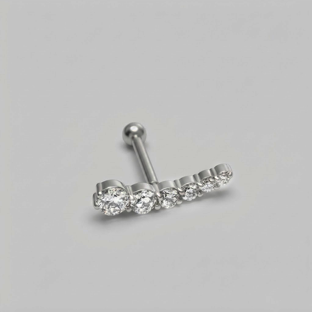 Soulflower | Mini Barbell Acero | Clúster Zirconia  (rosca interna)