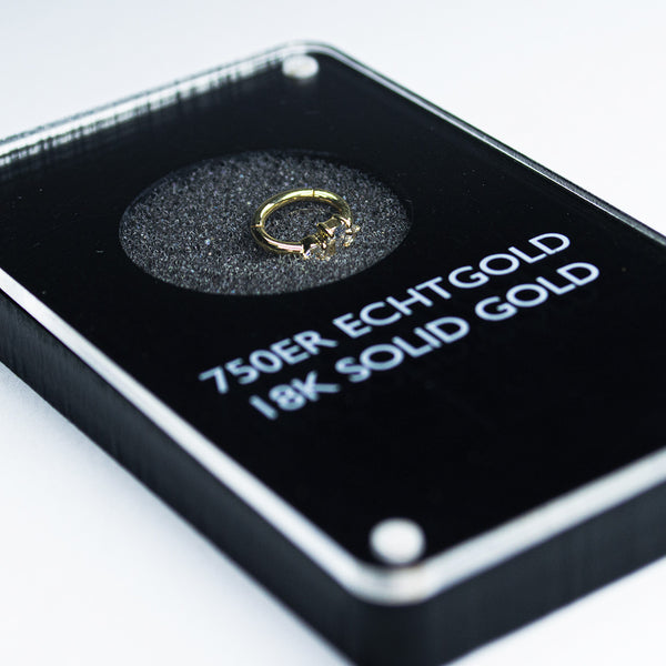 SOULFLOWER | Clicker 18k Oro Solido (750 Echt Gold) | Clicker Ovalado Zirconia