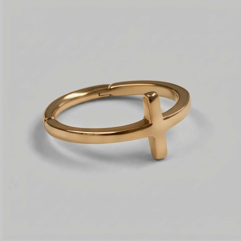 Soulflower | Argolla Piercing | Anodizado Dorado (Cruz)