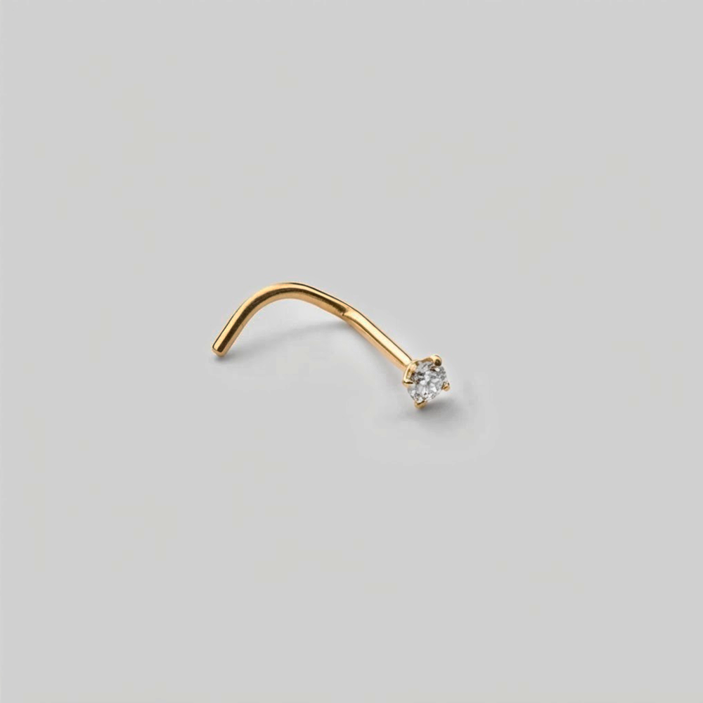 Soulflower | Nosetrill 18k Oro Solido (750 Echt Gold) | Nosetrill Curvo Zirconia Engarzada