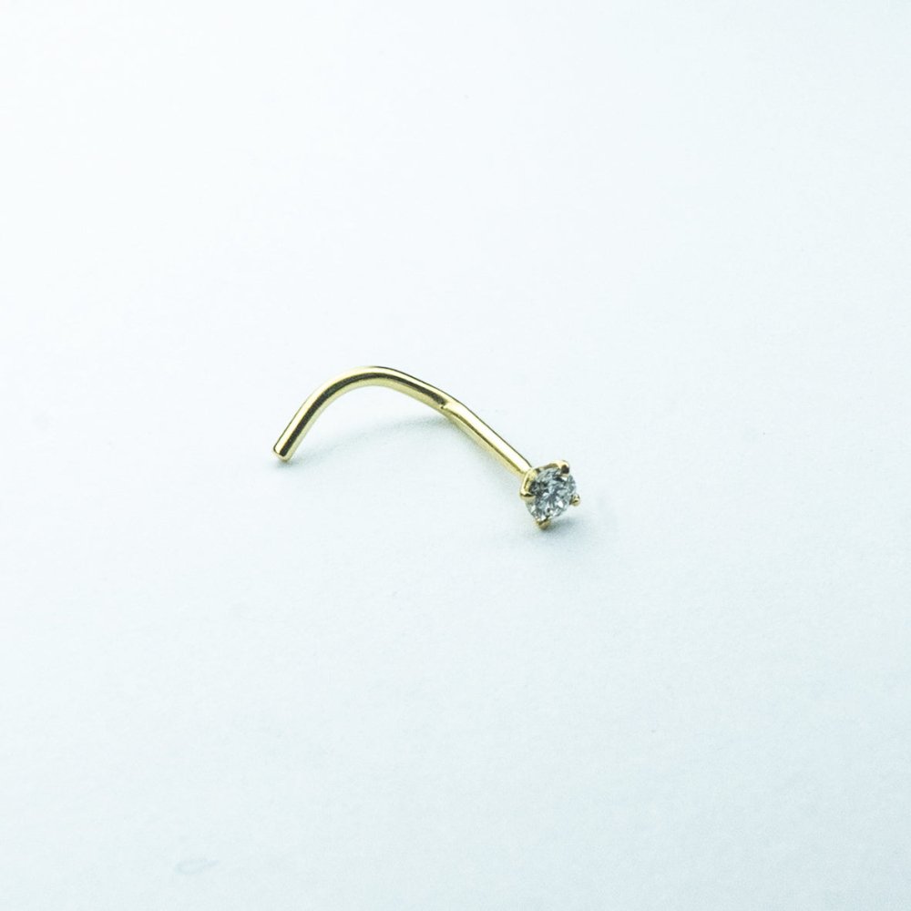 Soulflower | Nosetrill 18k Oro Solido (750 Echt Gold) | Nosetrill Curvo Zirconia Engarzada - Soulflower Shop