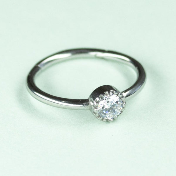 Soulflower | Argolla Piercing | Acero (1 Zirconia) - Soulflower Shop